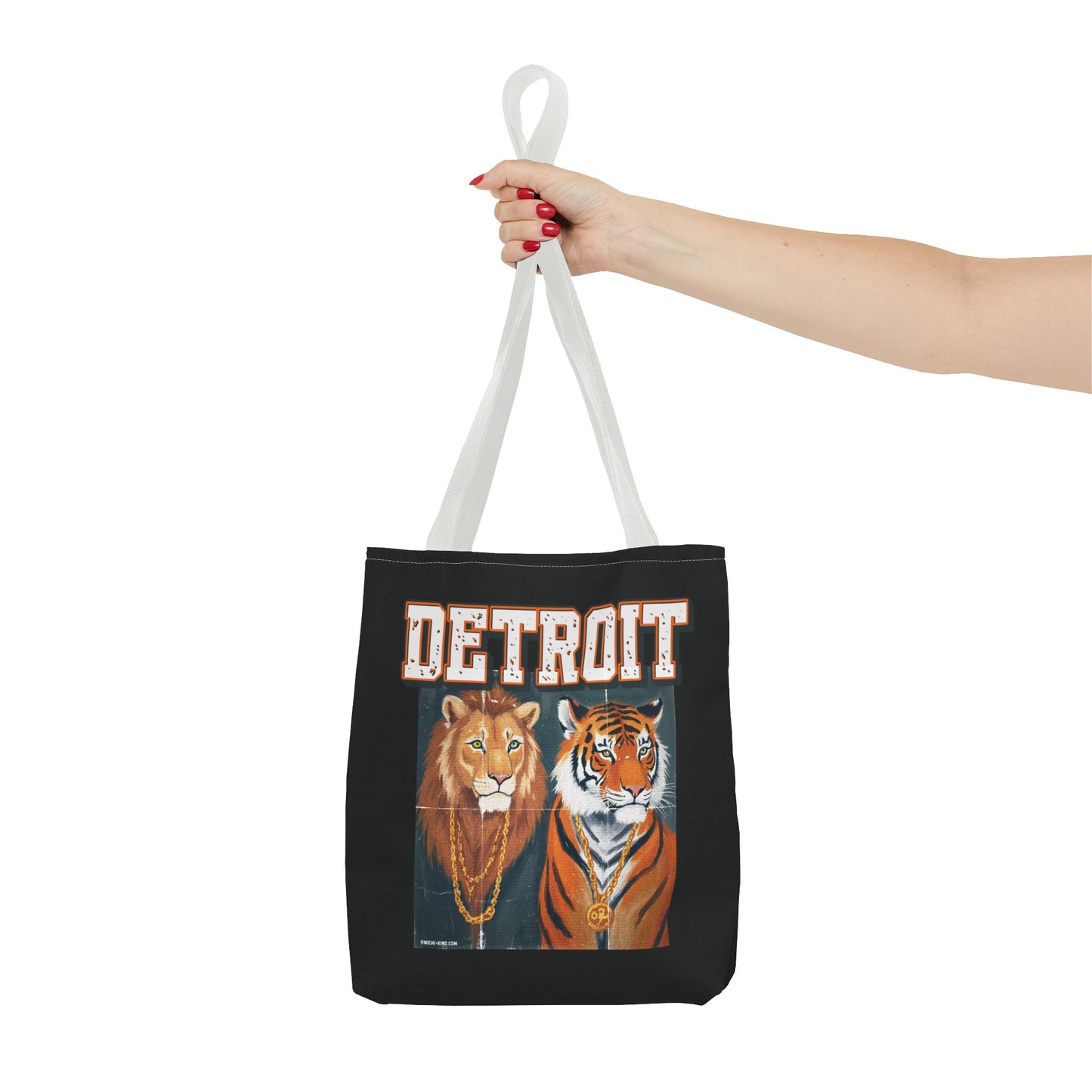 Strength & Power – Detroit Canvas Tote Bag, Eco-Friendly Reusable Tote, Lion & Tiger Graphic, Detroit Streetwear & Everyday Carry