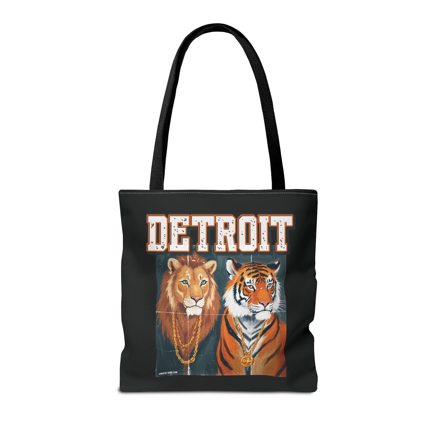 Strength & Power – Detroit Canvas Tote Bag, Eco-Friendly Reusable Tote, Lion & Tiger Graphic, Detroit Streetwear & Everyday Carry