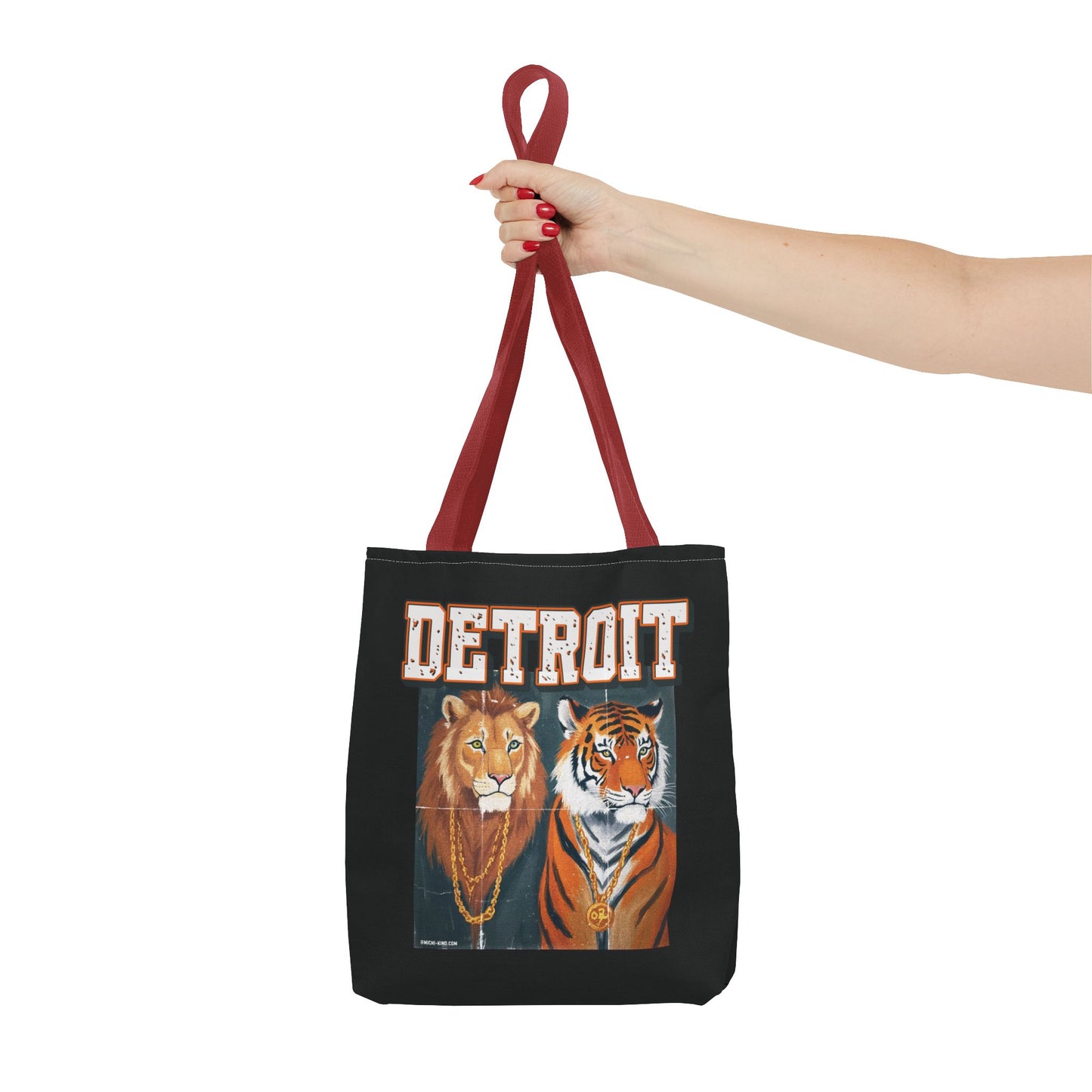 Strength & Power – Detroit Canvas Tote Bag, Eco-Friendly Reusable Tote, Lion & Tiger Graphic, Detroit Streetwear & Everyday Carry