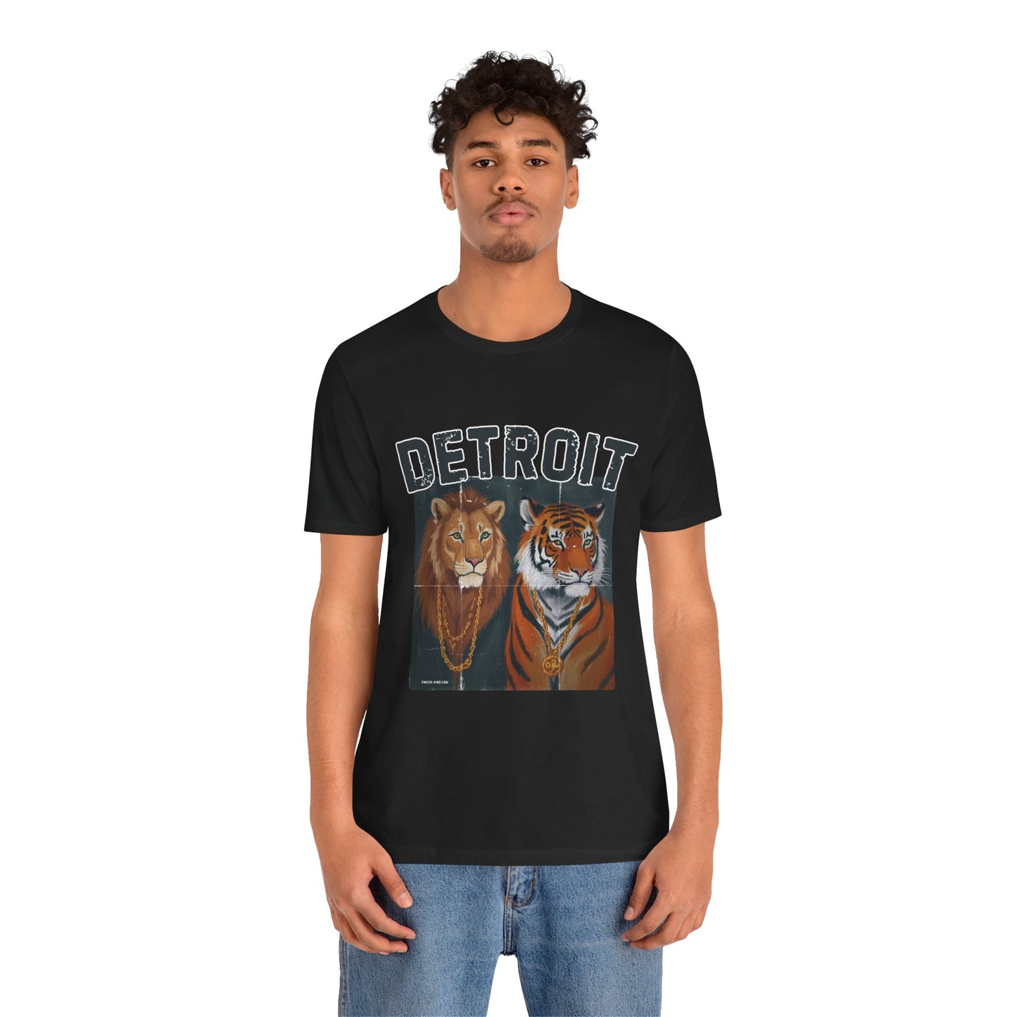 Strength & Power – Detroit T-Shirt, Unisex Jersey Short Sleeve Tee, 100% Airlume Cotton, Lion & Tiger Graphic,Detroit Streetwear & Sports Fan Gear