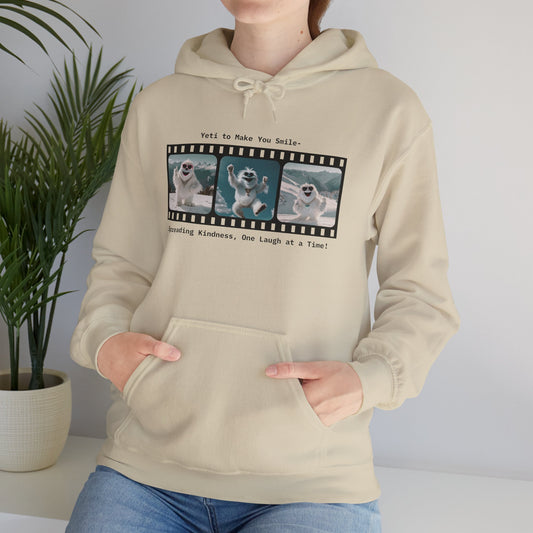 Unisex Heavy Blend™ Hooded Sweatshirt - "Yeti to Make You Smile" Movie Frame Design for Kindness