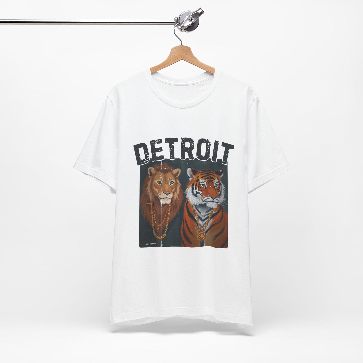 Strength & Power – Detroit T-Shirt, Unisex Jersey Short Sleeve Tee, 100% Airlume Cotton, Lion & Tiger Graphic,Detroit Streetwear & Sports Fan Gear
