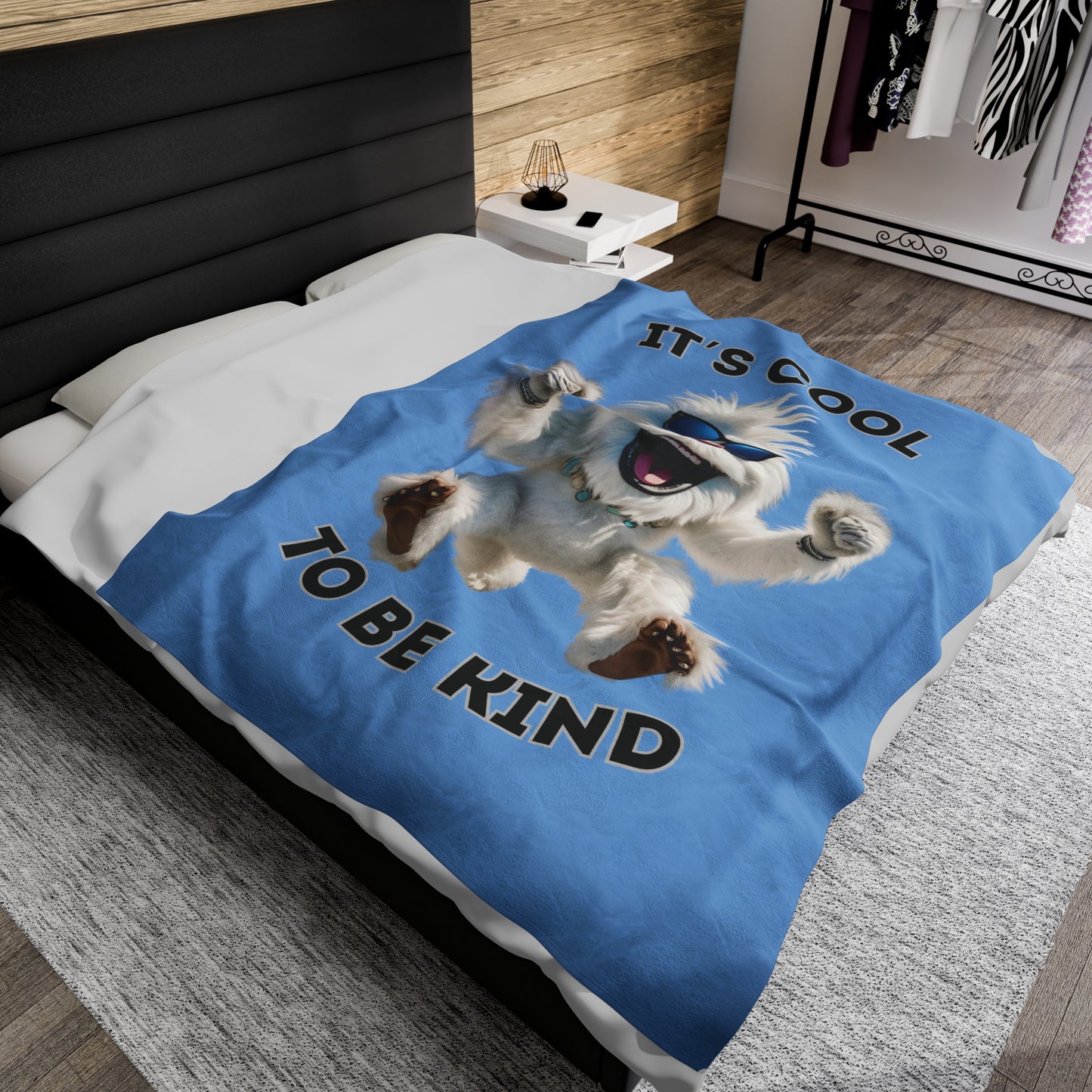 Cool Yeti Plush Blanket - 'It's Cool to Be Kind'