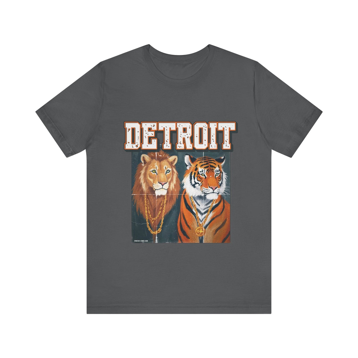 Pride & Power - Detroit T-Shirt, Unisex Jersey Short Sleeve Tee, Lion & Tiger Graphic, Detroit Streetwear & Sports Fan Apparel