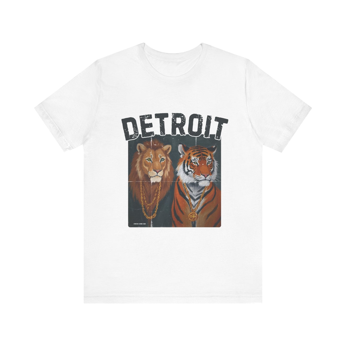 Strength & Power – Detroit T-Shirt, Unisex Jersey Short Sleeve Tee, 100% Airlume Cotton, Lion & Tiger Graphic,Detroit Streetwear & Sports Fan Gear