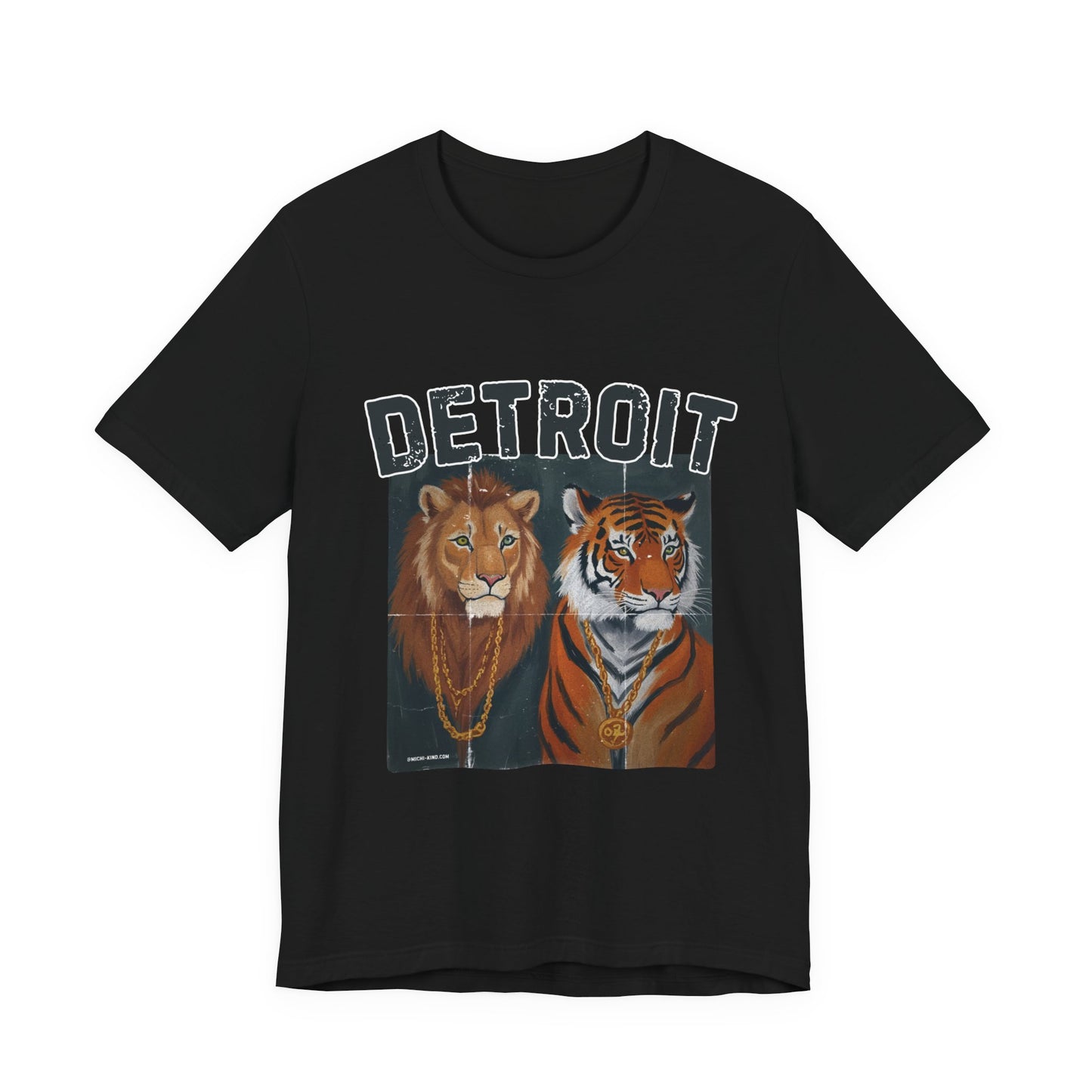 Strength & Power – Detroit T-Shirt, Unisex Jersey Short Sleeve Tee, 100% Airlume Cotton, Lion & Tiger Graphic,Detroit Streetwear & Sports Fan Gear