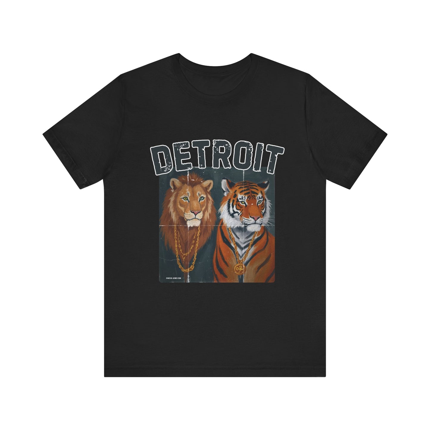 Strength & Power – Detroit T-Shirt, Unisex Jersey Short Sleeve Tee, 100% Airlume Cotton, Lion & Tiger Graphic,Detroit Streetwear & Sports Fan Gear