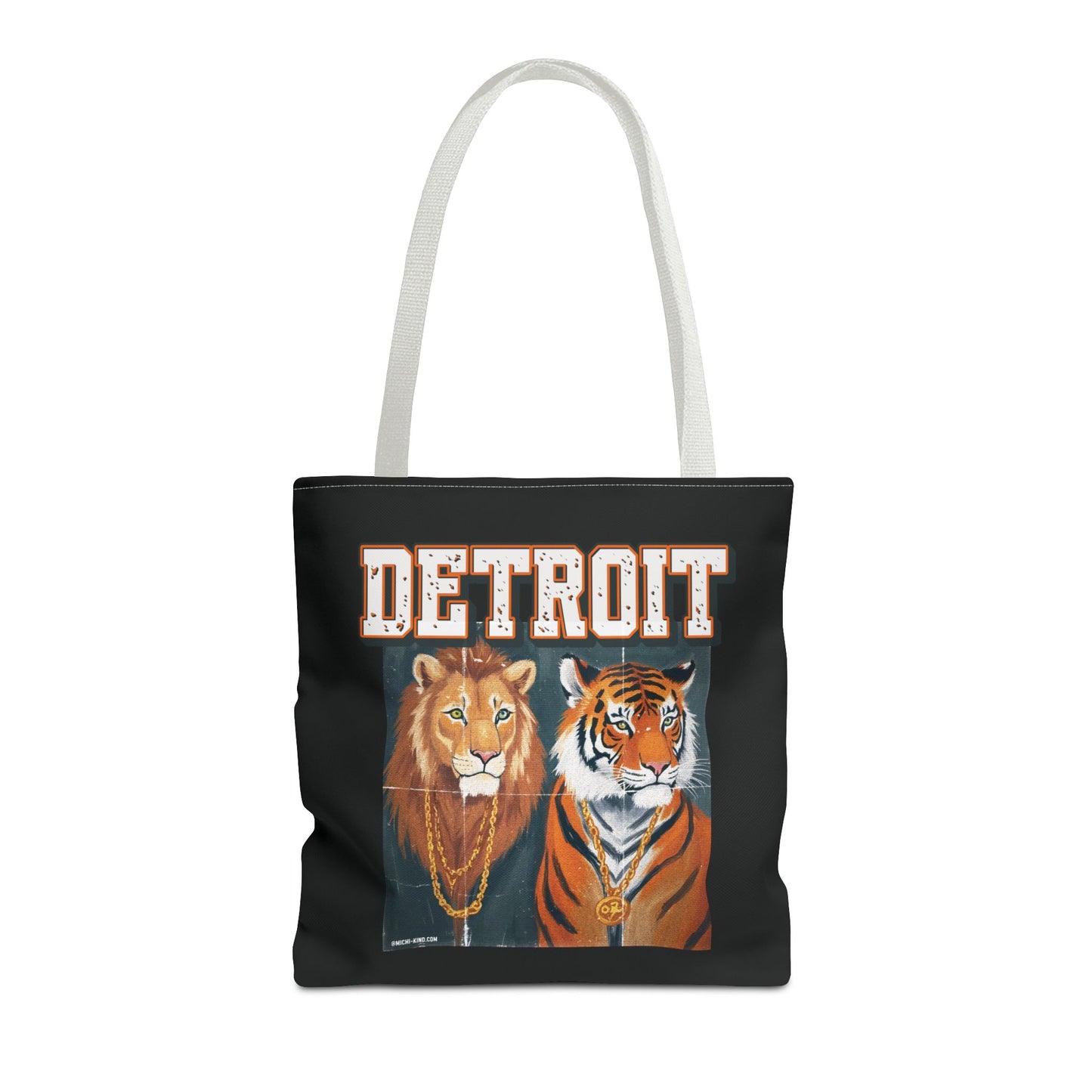 Strength & Power – Detroit Canvas Tote Bag, Eco-Friendly Reusable Tote, Lion & Tiger Graphic, Detroit Streetwear & Everyday Carry