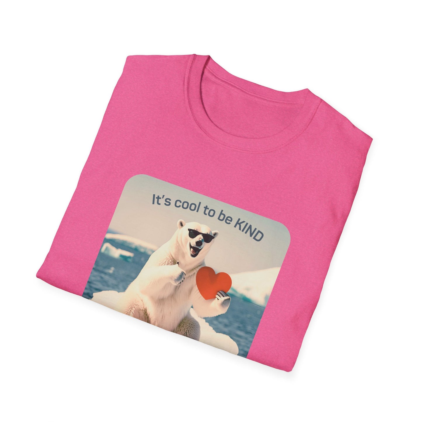 Funny Polar Bear 'It's Cool to Be KIND' Unisex Softstyle T-Shirt