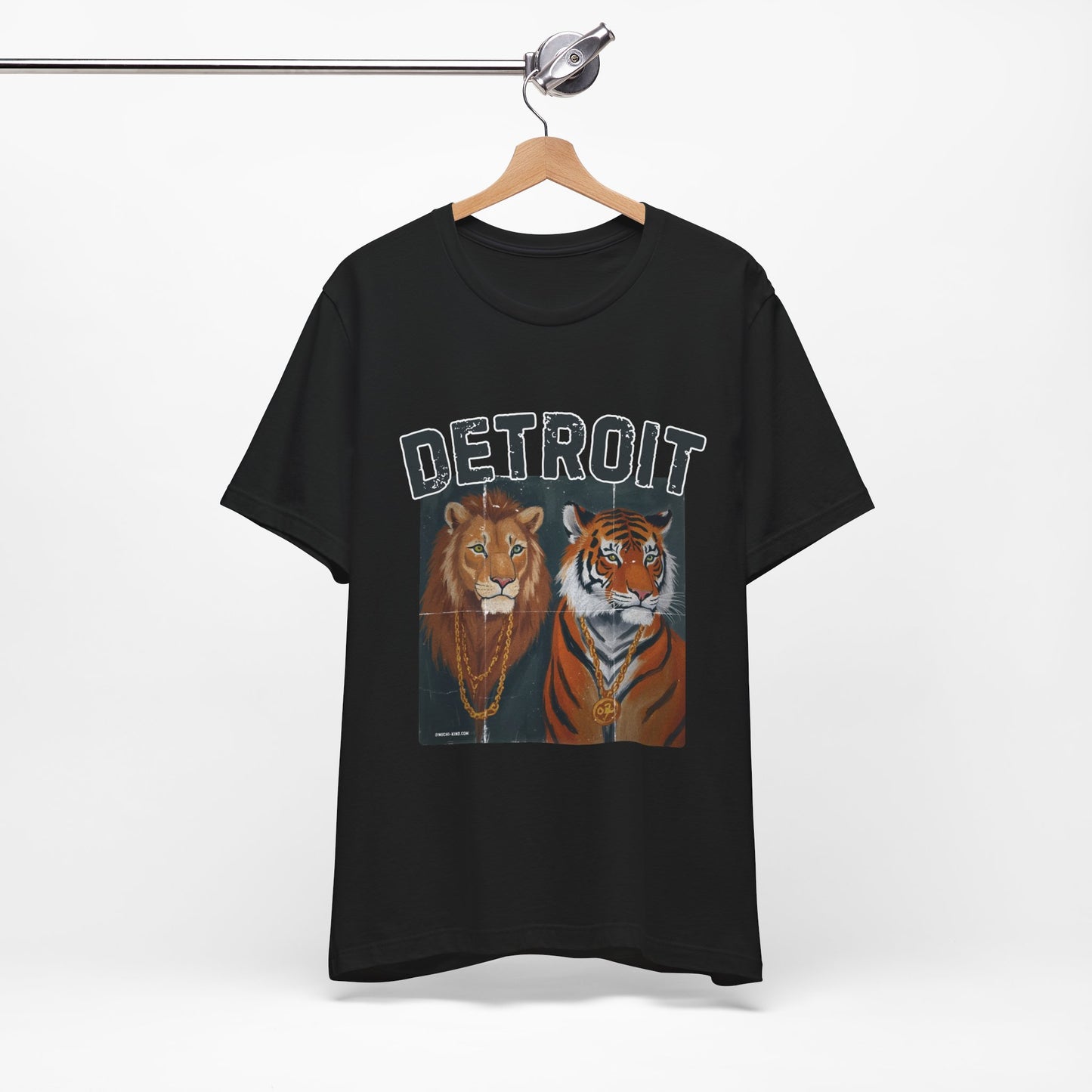 Strength & Power – Detroit T-Shirt, Unisex Jersey Short Sleeve Tee, 100% Airlume Cotton, Lion & Tiger Graphic,Detroit Streetwear & Sports Fan Gear