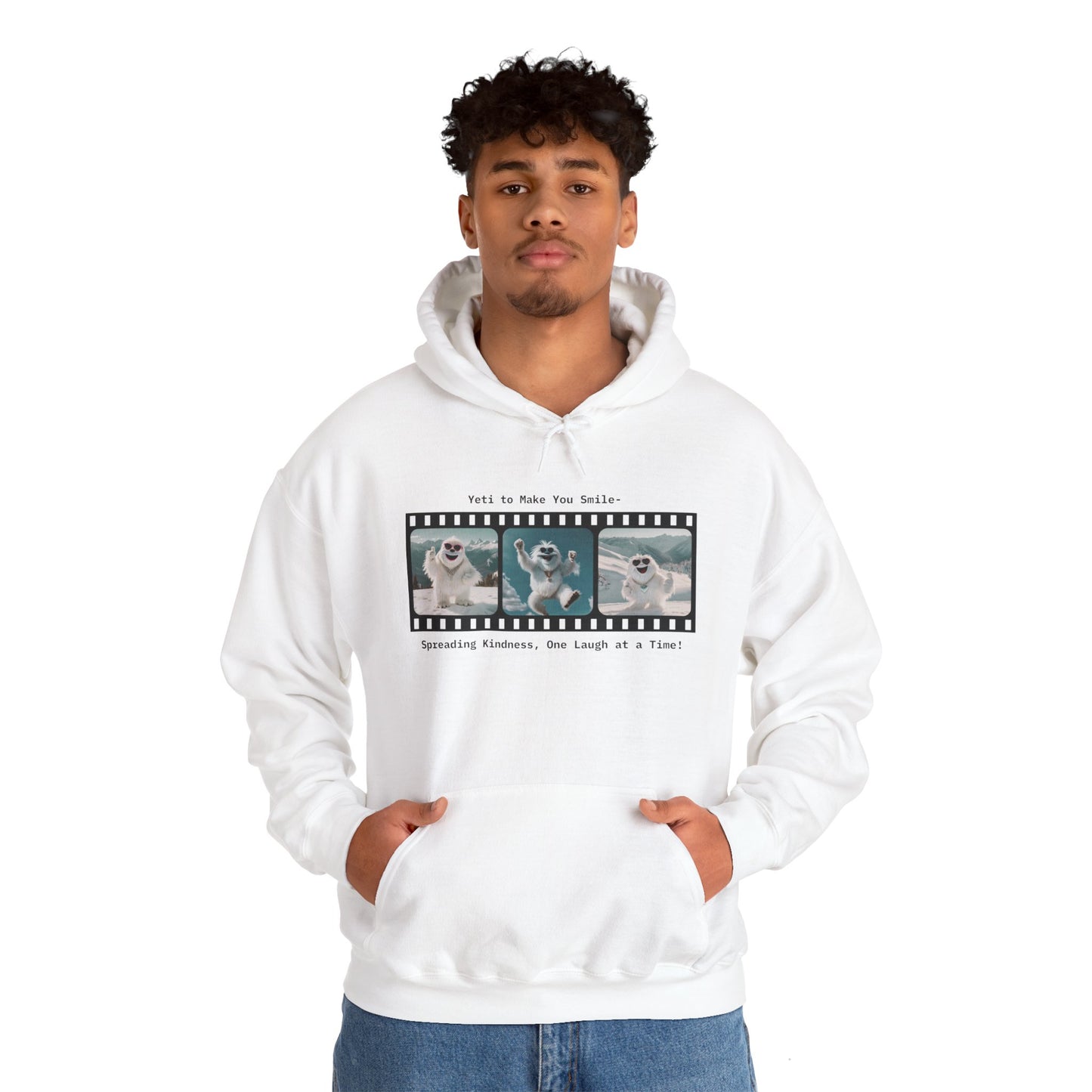 Unisex Heavy Blend™ Hooded Sweatshirt - "Yeti to Make You Smile" Movie Frame Design for Kindness