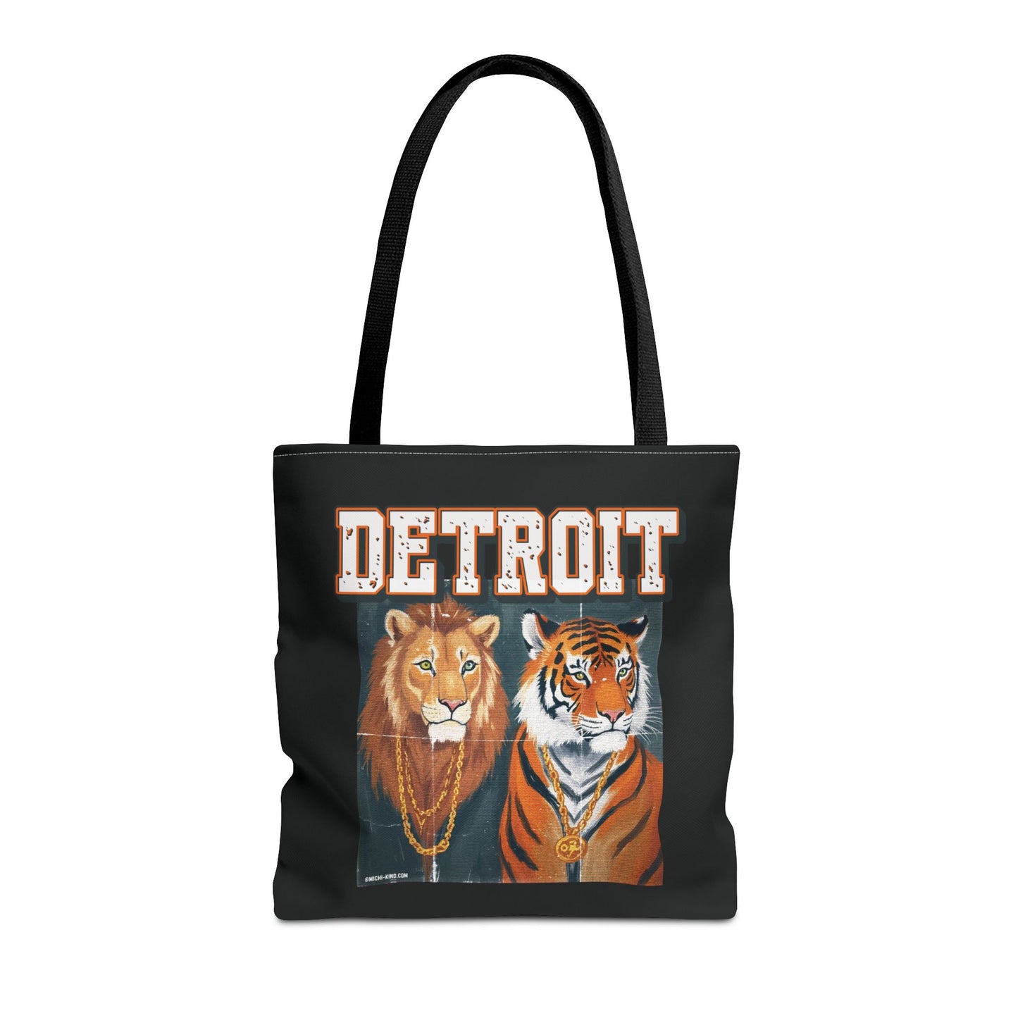 Strength & Power – Detroit Canvas Tote Bag, Eco-Friendly Reusable Tote, Lion & Tiger Graphic, Detroit Streetwear & Everyday Carry