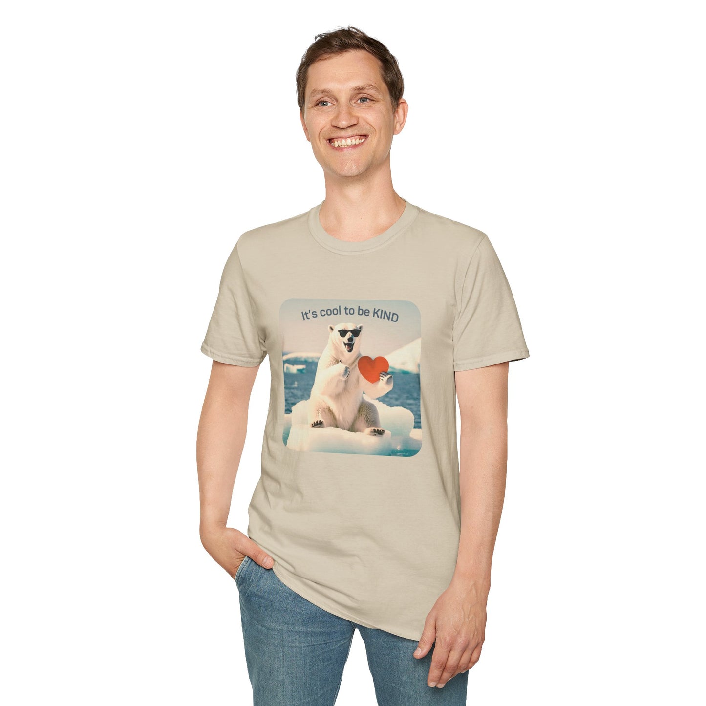 Funny Polar Bear 'It's Cool to Be KIND' Unisex Softstyle T-Shirt