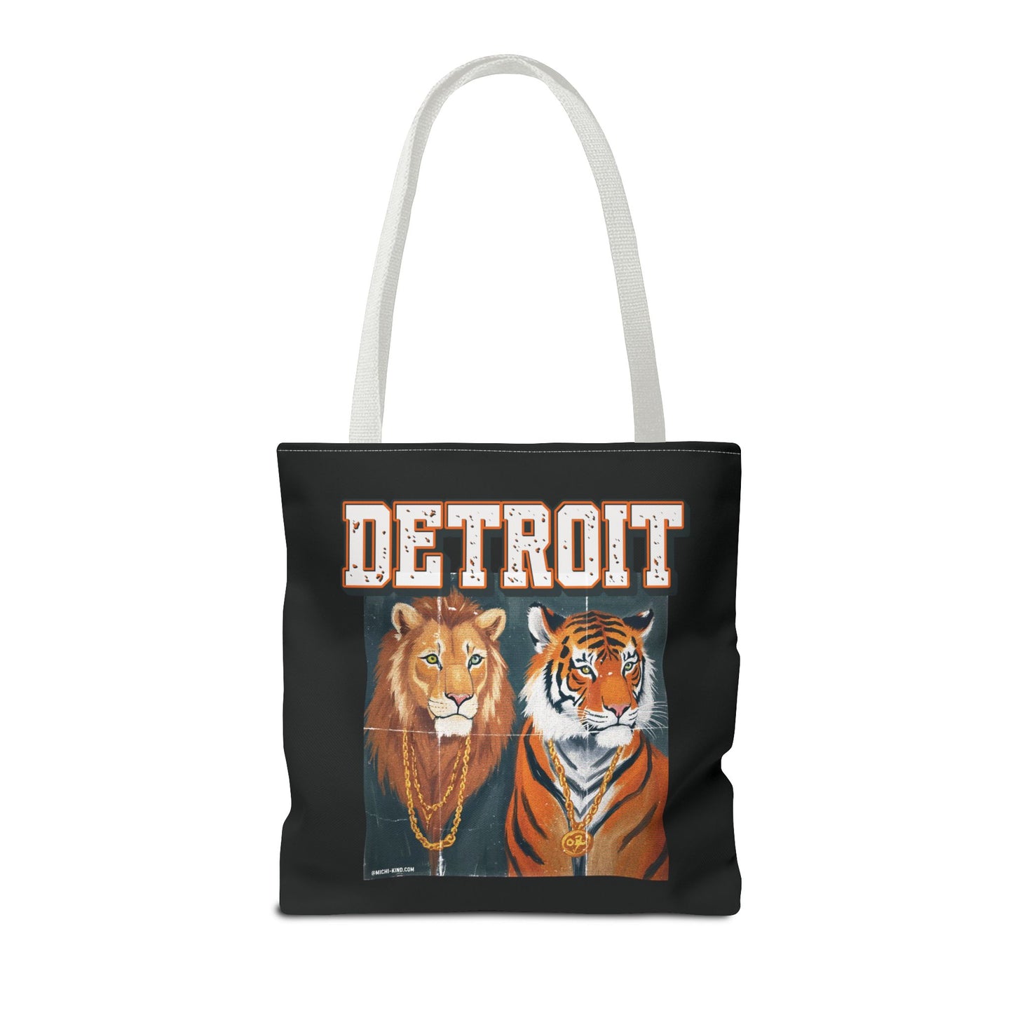 Strength & Power – Detroit Canvas Tote Bag, Eco-Friendly Reusable Tote, Lion & Tiger Graphic, Detroit Streetwear & Everyday Carry