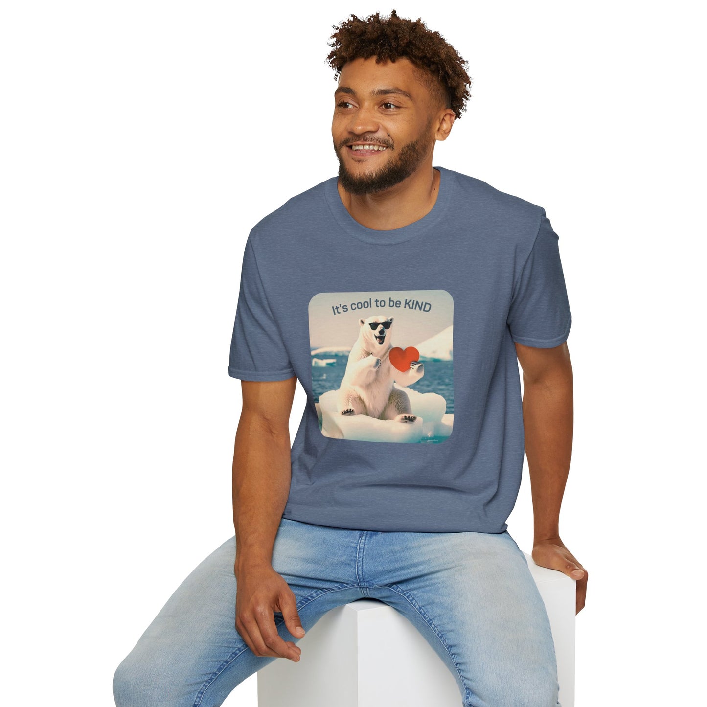 Funny Polar Bear 'It's Cool to Be KIND' Unisex Softstyle T-Shirt