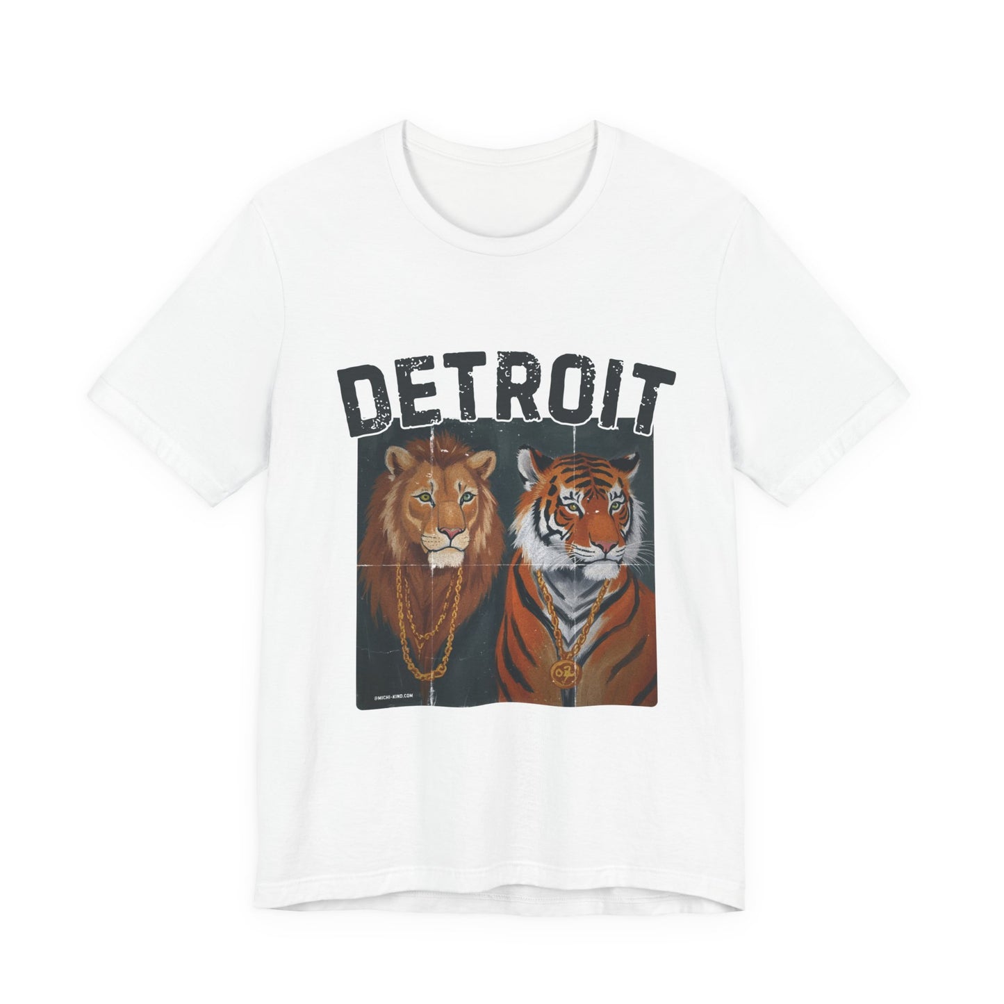Strength & Power – Detroit T-Shirt, Unisex Jersey Short Sleeve Tee, 100% Airlume Cotton, Lion & Tiger Graphic,Detroit Streetwear & Sports Fan Gear