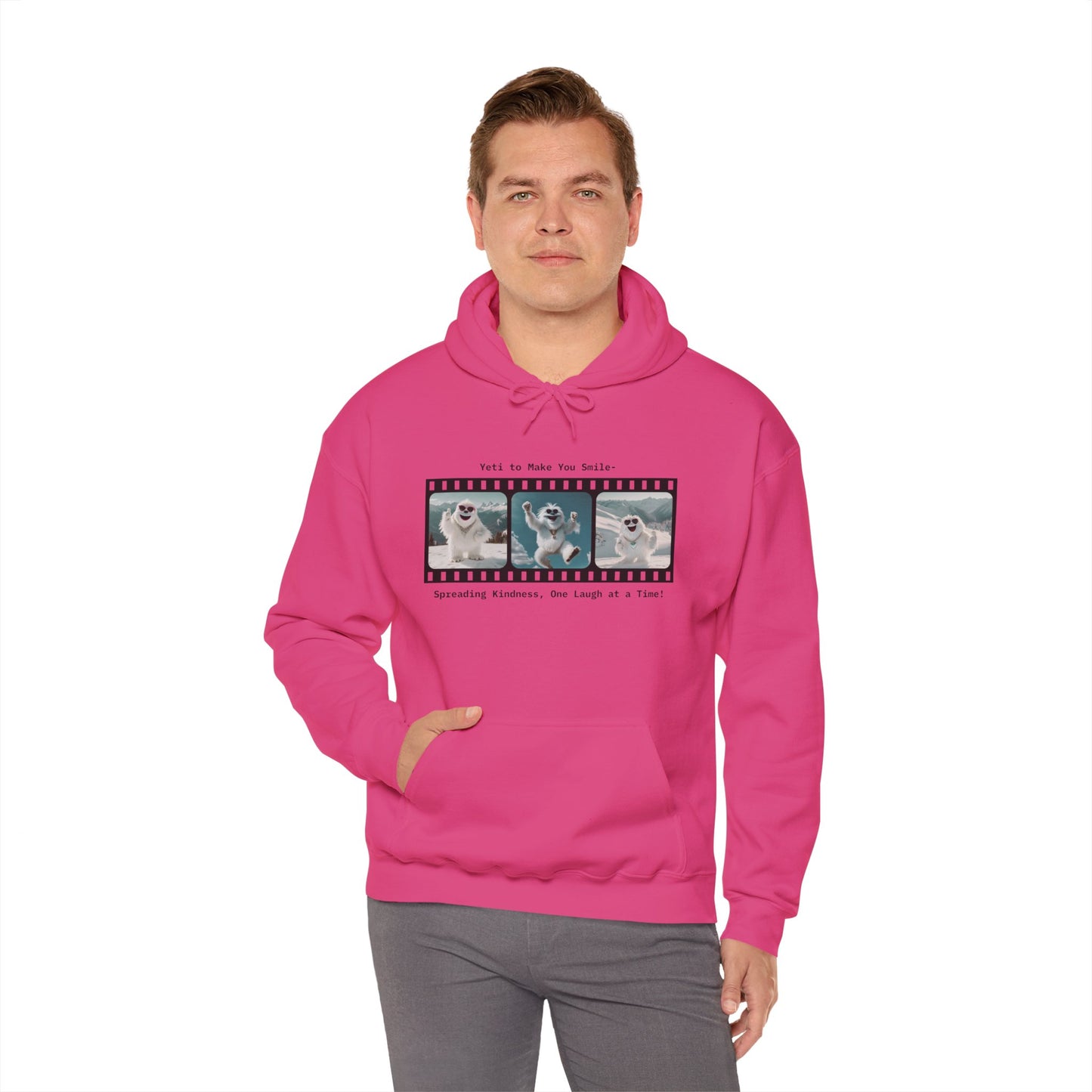 Unisex Heavy Blend™ Hooded Sweatshirt - "Yeti to Make You Smile" Movie Frame Design for Kindness