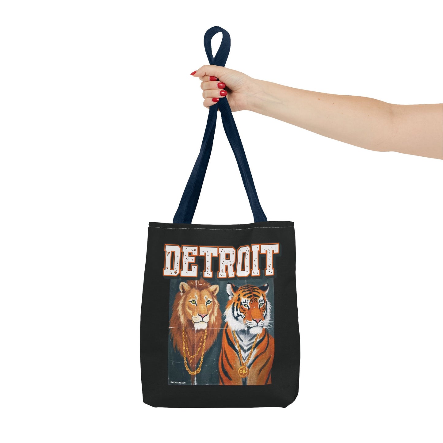 Strength & Power – Detroit Canvas Tote Bag, Eco-Friendly Reusable Tote, Lion & Tiger Graphic, Detroit Streetwear & Everyday Carry